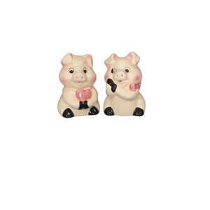 Pigs in Love Salt and Pepper Shaker Set Gloss Finish Farm Animal 3.5”